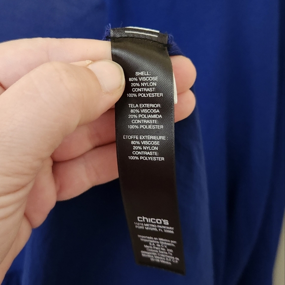 Chico's Black Label size 1 medium 8 royal blue open front split back cardigan - Picture 4 of 5